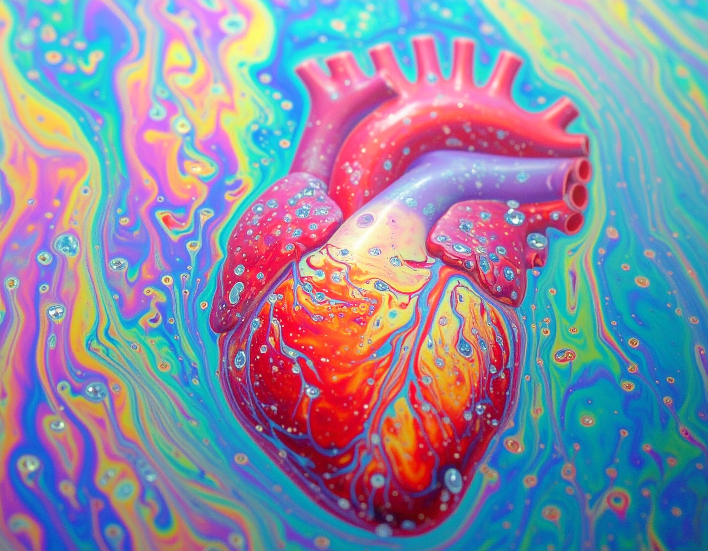 Firefly_An anatomical heart around which an intricate network of veins and arteries unravels, 268654