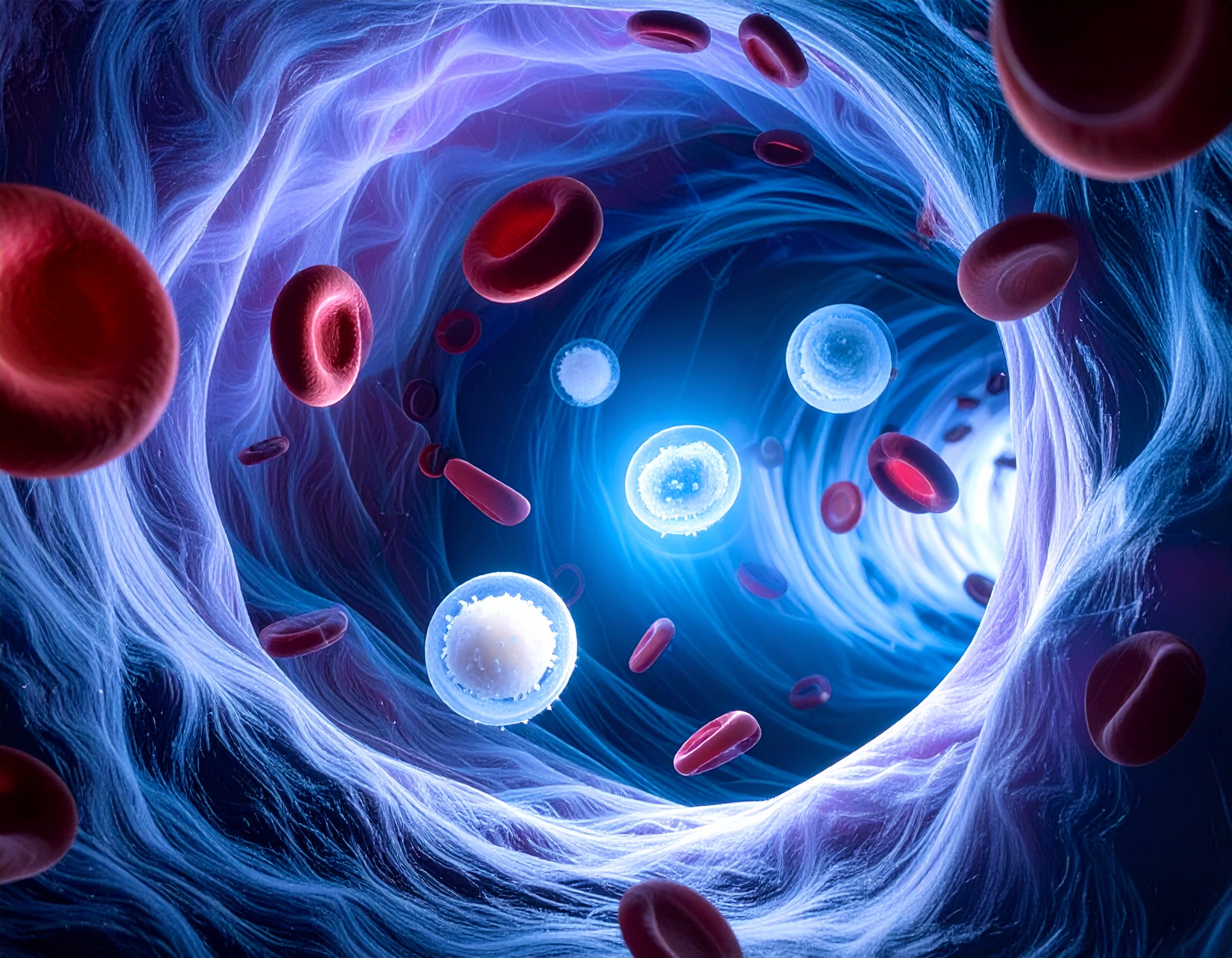 Firefly_interno di una vena, con virus globuli rossi e globuli bianchi 851724